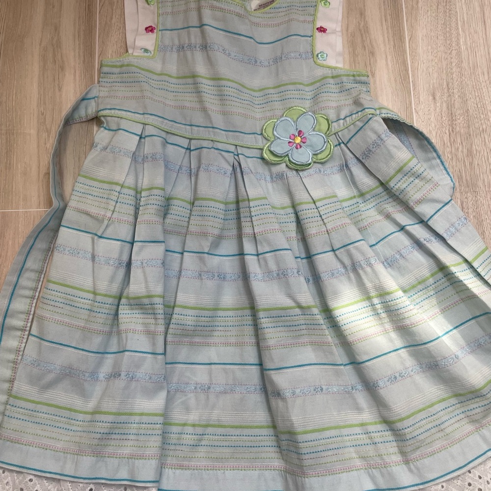 Blueberri Boulevard Striped Dress with Floral Accent